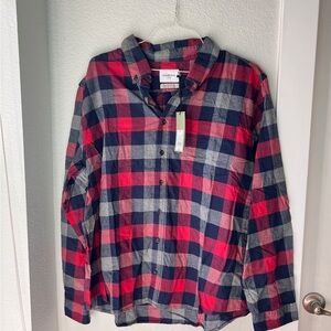 Goodfellow & Co Red and Blue Plaid Casual Button Down Shirt